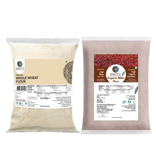 Organic Healthy Flour Combo 4kg – Ragi & Whole Wheat ( 2kg Each )