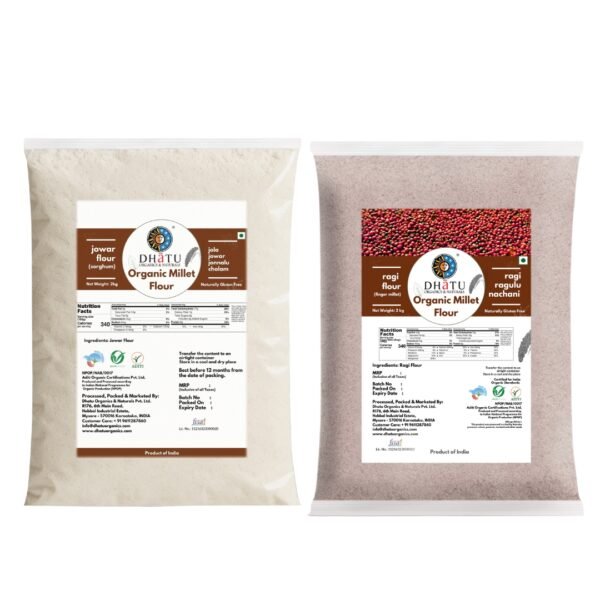 Organic Ragi & Jowar Flour Combo 4 kg –  (2kg Each)